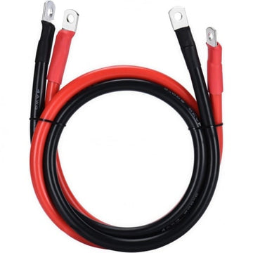 Set 2 Cabluri Conectare Acumulatori – 35mm², 100cm, cu Papuci Cupru de 35/6 si 35/8 mm